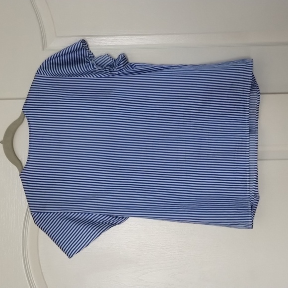 Draper James blouse top blue white striped cross over size 10 with snap Draper - Picture 6 of 8